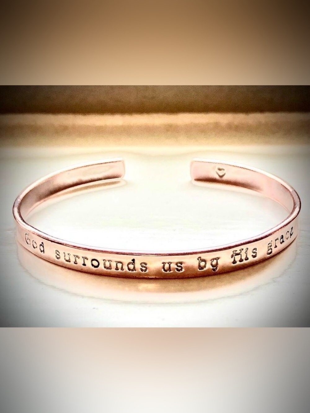 ALEXANDRA'S Copper Bangle Bracelet Engraved "God Surrounds Us By His Grace"